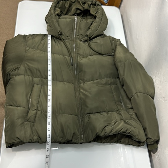 Zara olive quilted puffer anorak jacket size M - Picture 12 of 13